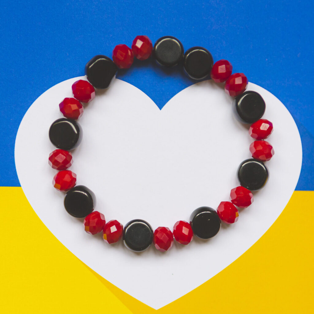 Midnight Black and Cranberry Red Beveled Bracelet, Style 024