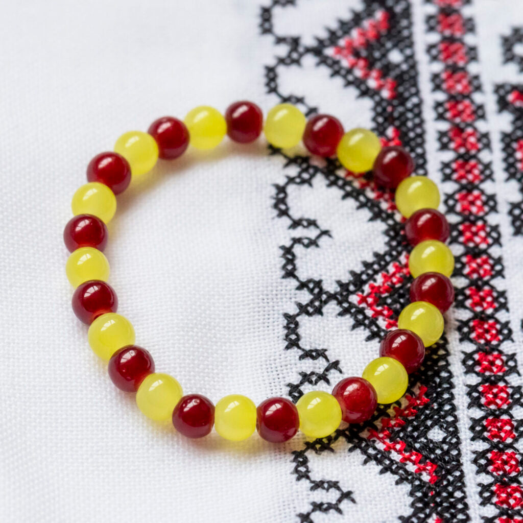 Yellow and Cranberry Red Bracelet, Style 079