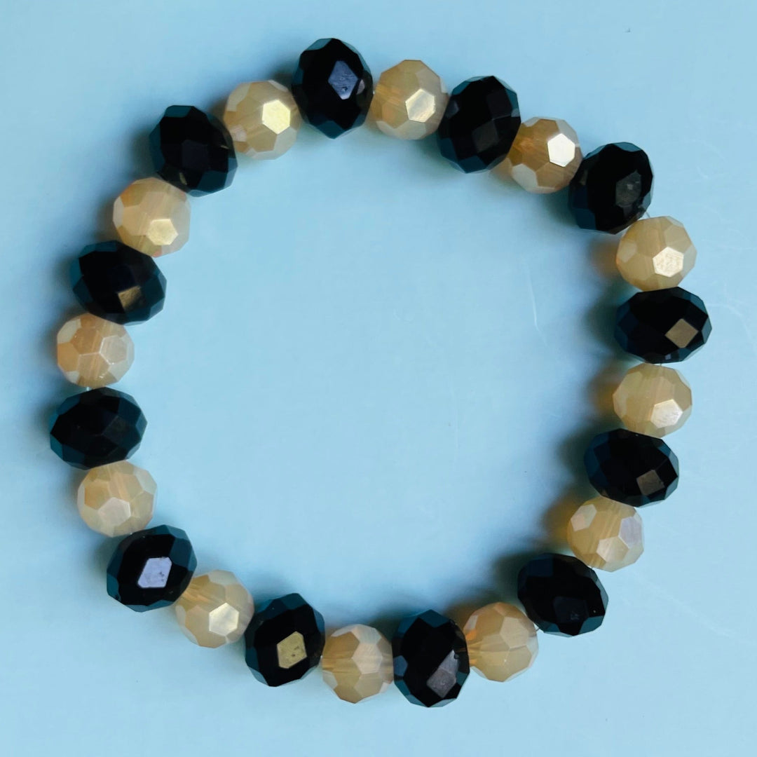 Black and Beige Beveled Bracelet, Style 1842