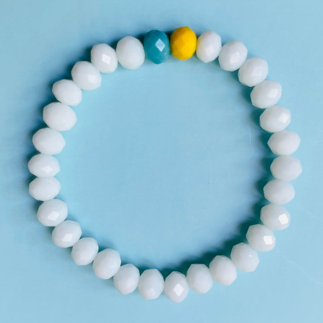 Ukraine White Beveled Bracelet