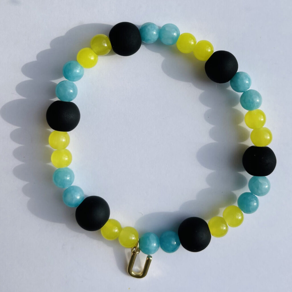 Black Yellow and Blue Ukraine Bracelet with Charm