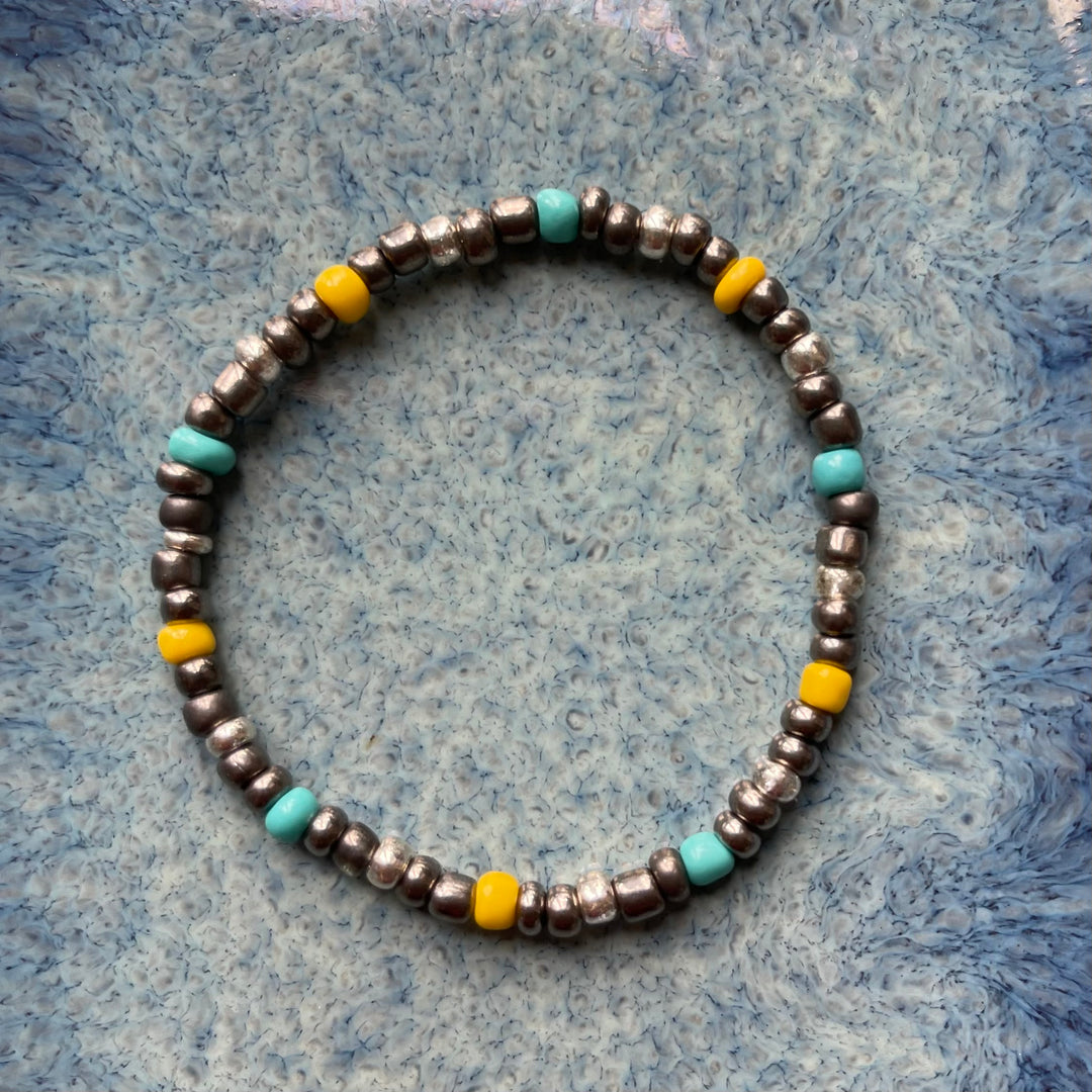 Yellow, Blue and Gunmetal Grey Bracelet, Style 5819