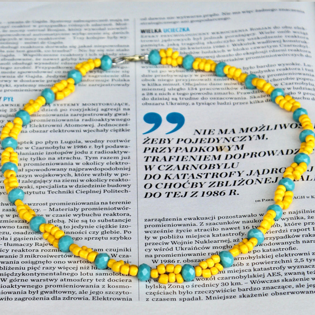 Yellow and Blue Braided Necklace