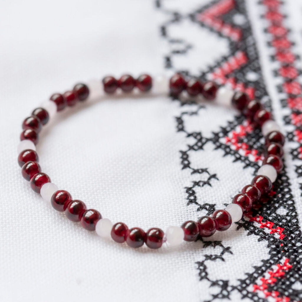 White and Cranberry Red Bracelet, Style 074