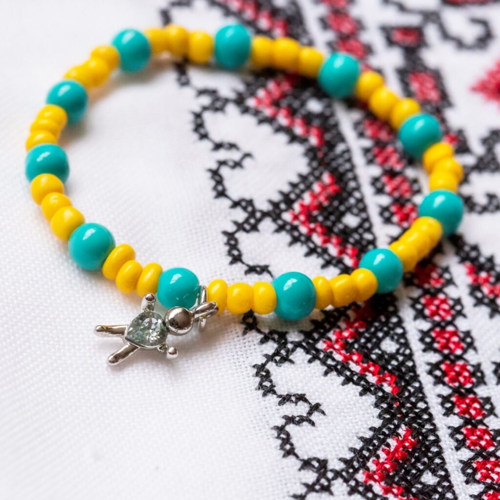 Ukraine Yellow and Blue Bracelet with Charm, Style 076