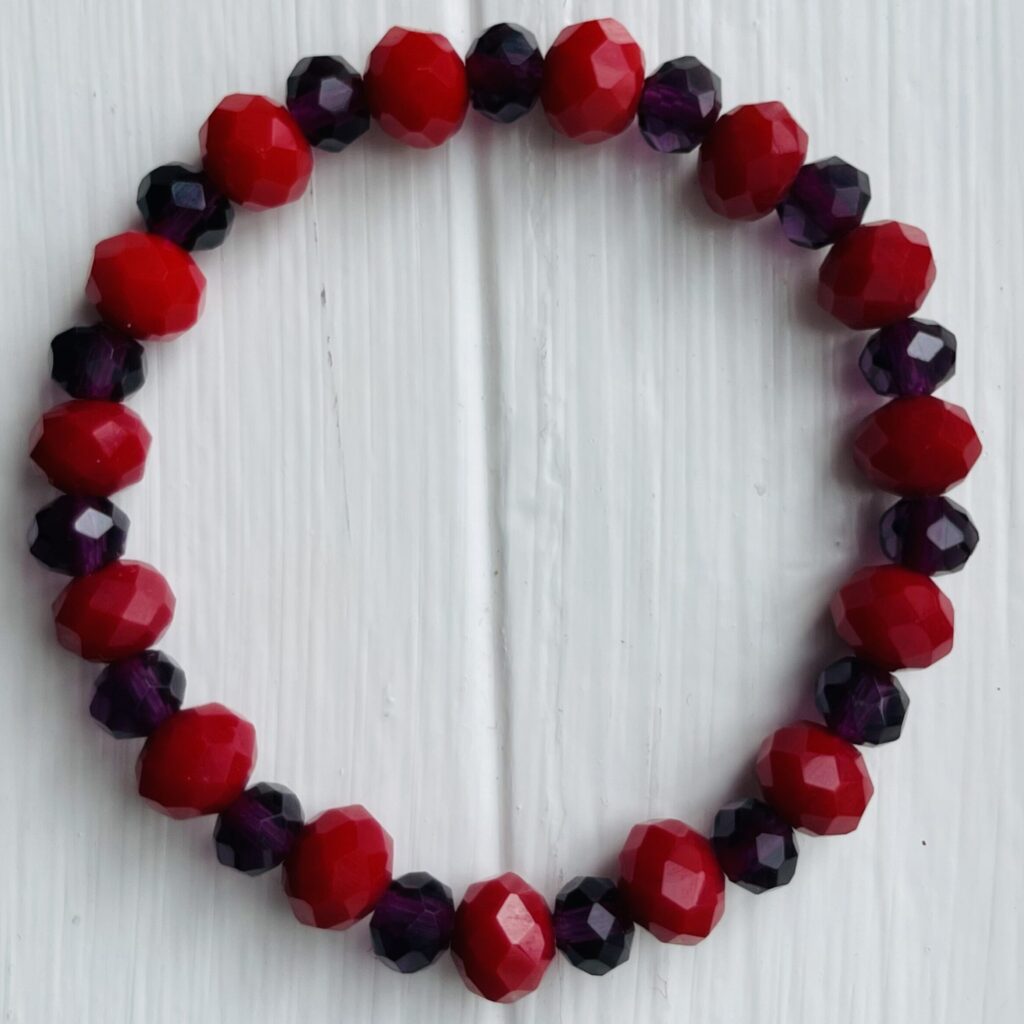 Red and Purple Beveled Bracelet, Style 4590