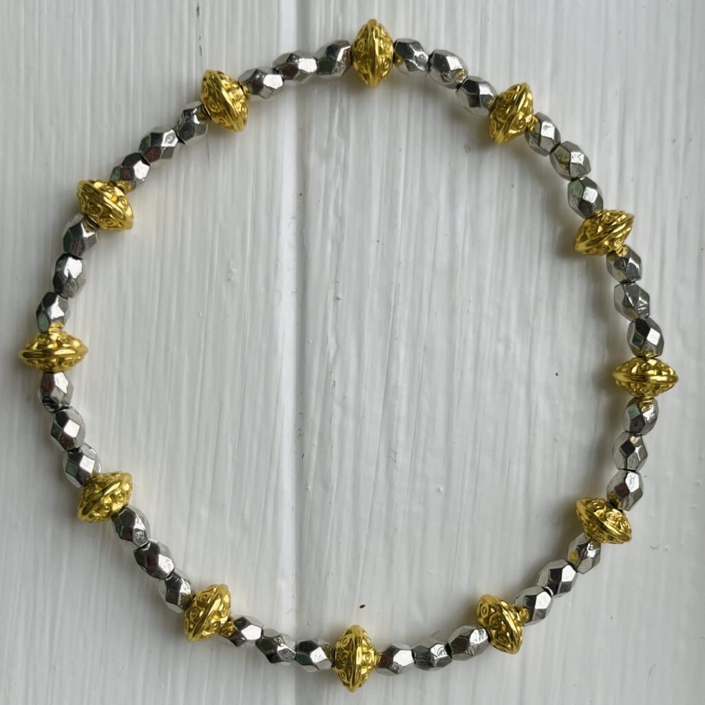 Silver and Gold Beveled Bracelet, Style 4597