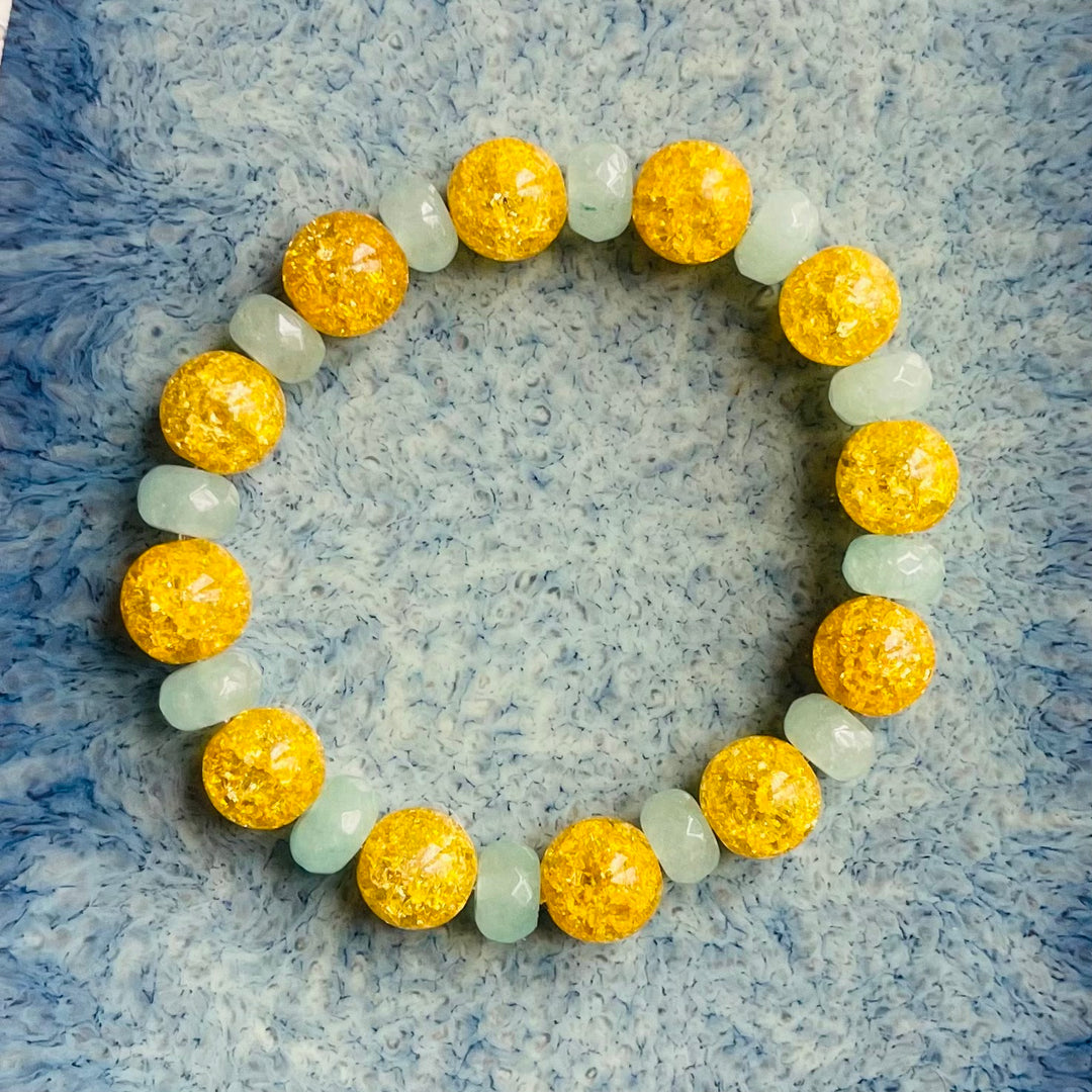 Yellow and Blue Glass and Precious Stone Bracelet, Style 5519
