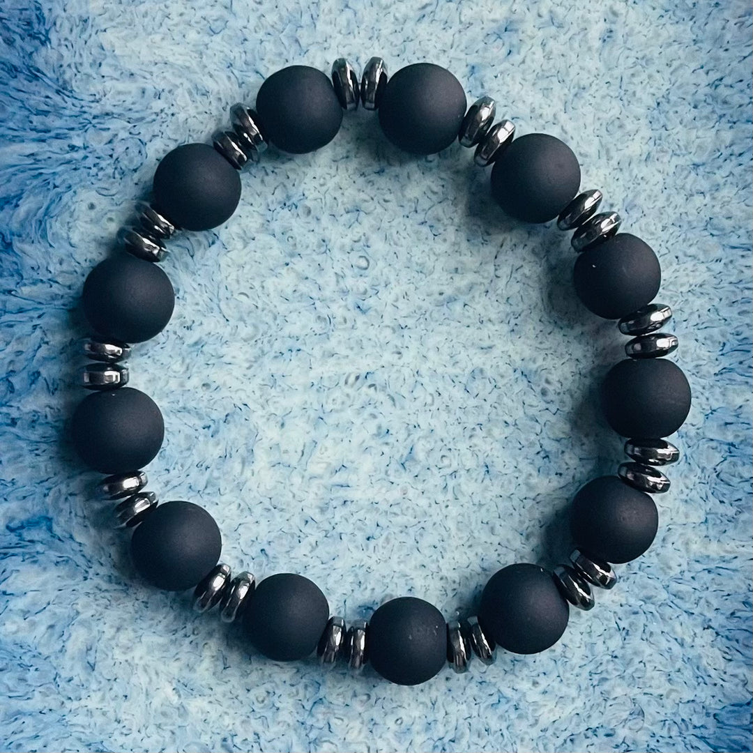 Black Glass and Hematite Bracelet, Style 5521
