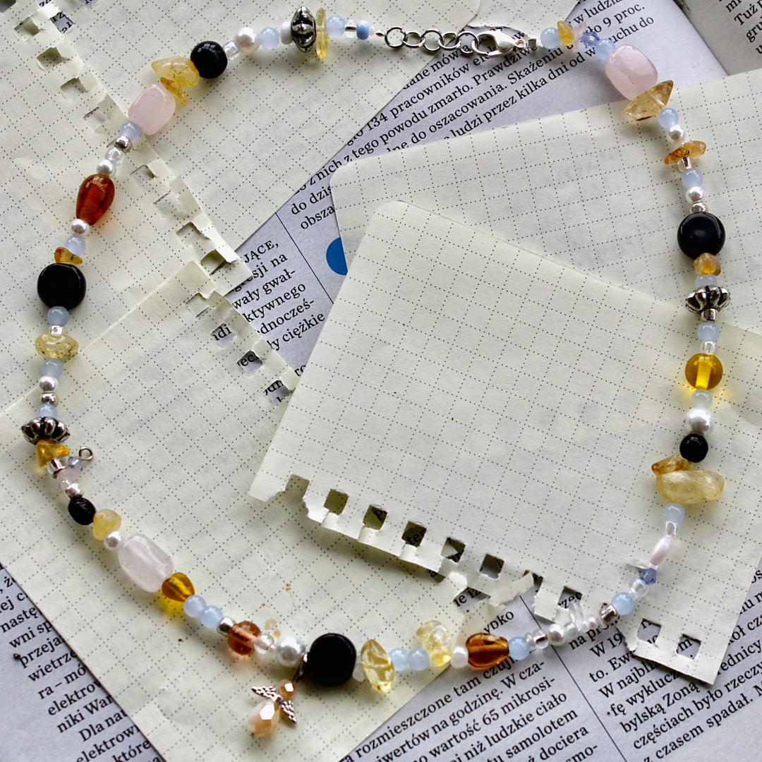 Multicolored Asymmetrical with Charms Necklace